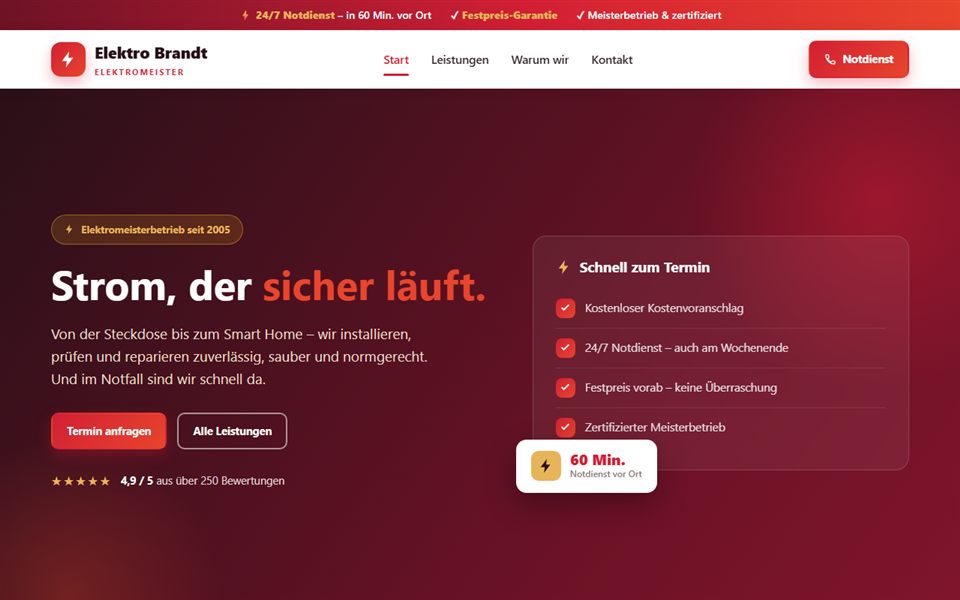 Layout-Vorschau „Elektro Brandt“ – Pro Startseite