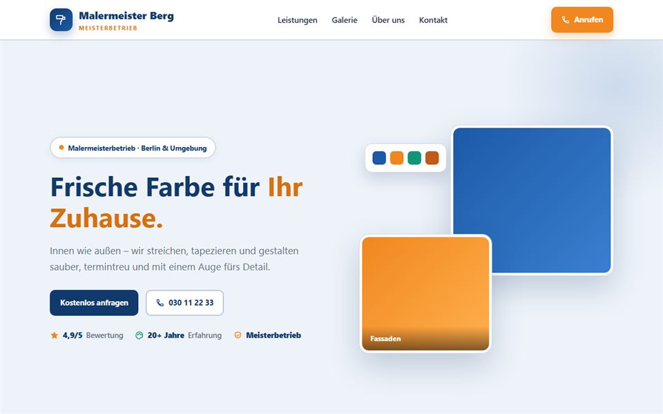 Layout-Vorschau „Malermeister Berg“ – Starter Onepager