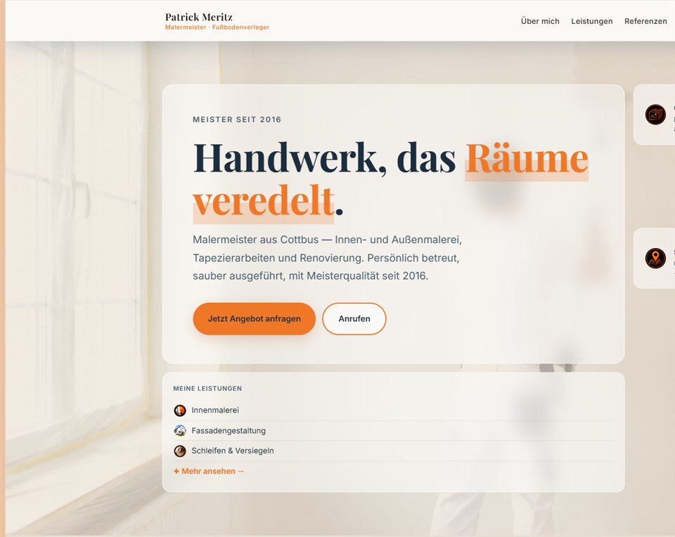 Website für Malermeister Meritz in Cottbus